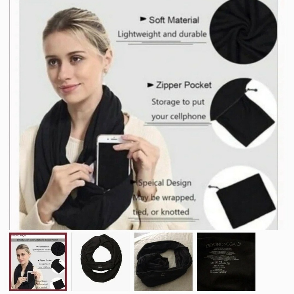 Beyond Yoga Black and Gray Cowl Neck Wrap - Picture 3 of 4
